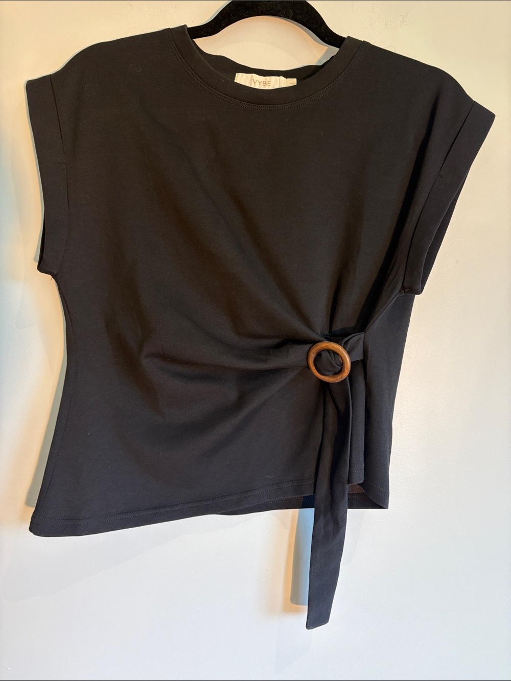 Black Short-Sleeve Side Tie Tee